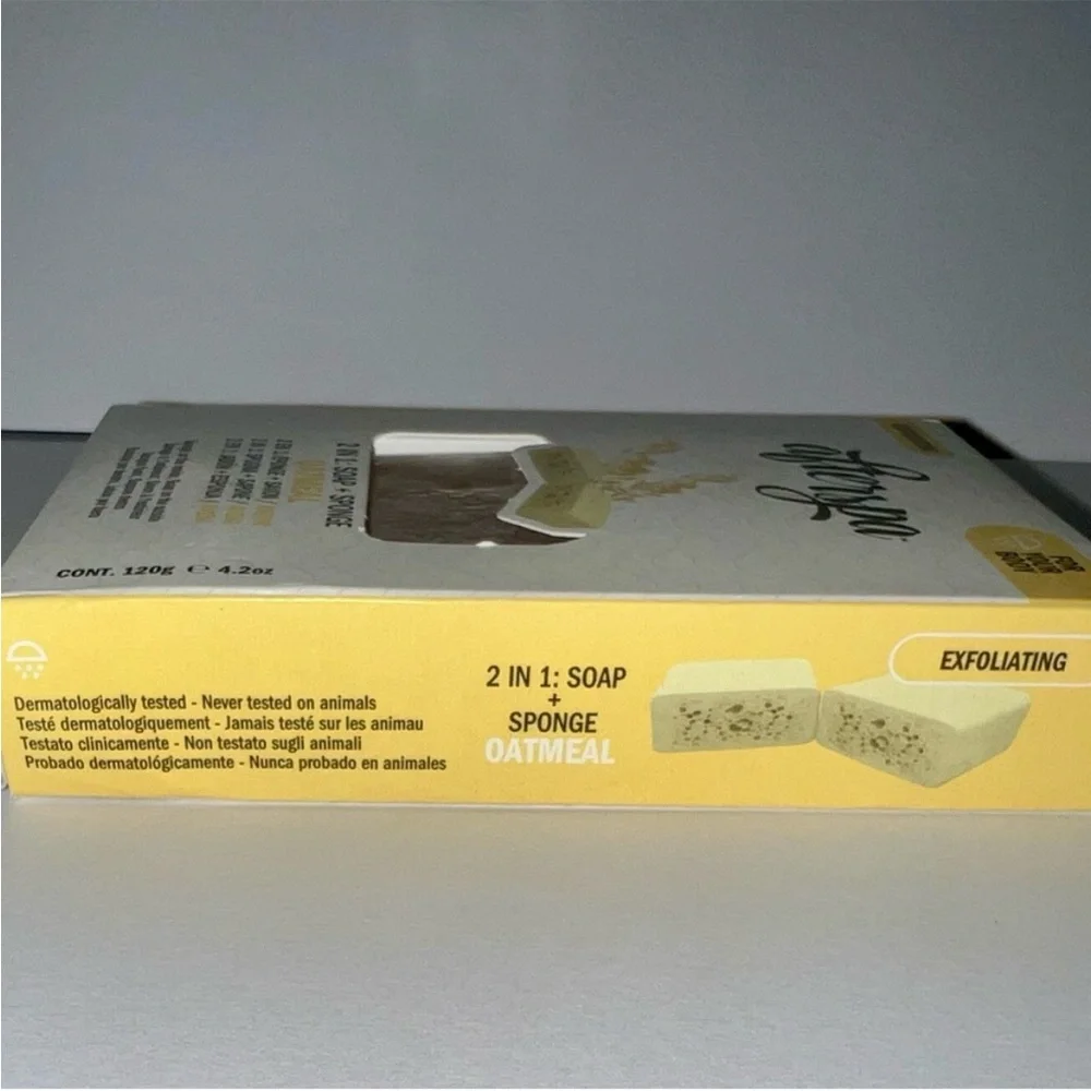 Afterspa 2 in 1 Exfoliating Oatmeal Soap + Bath Sponge New in Box